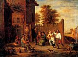David the Younger Teniers Peasants merrying outside an inn painting